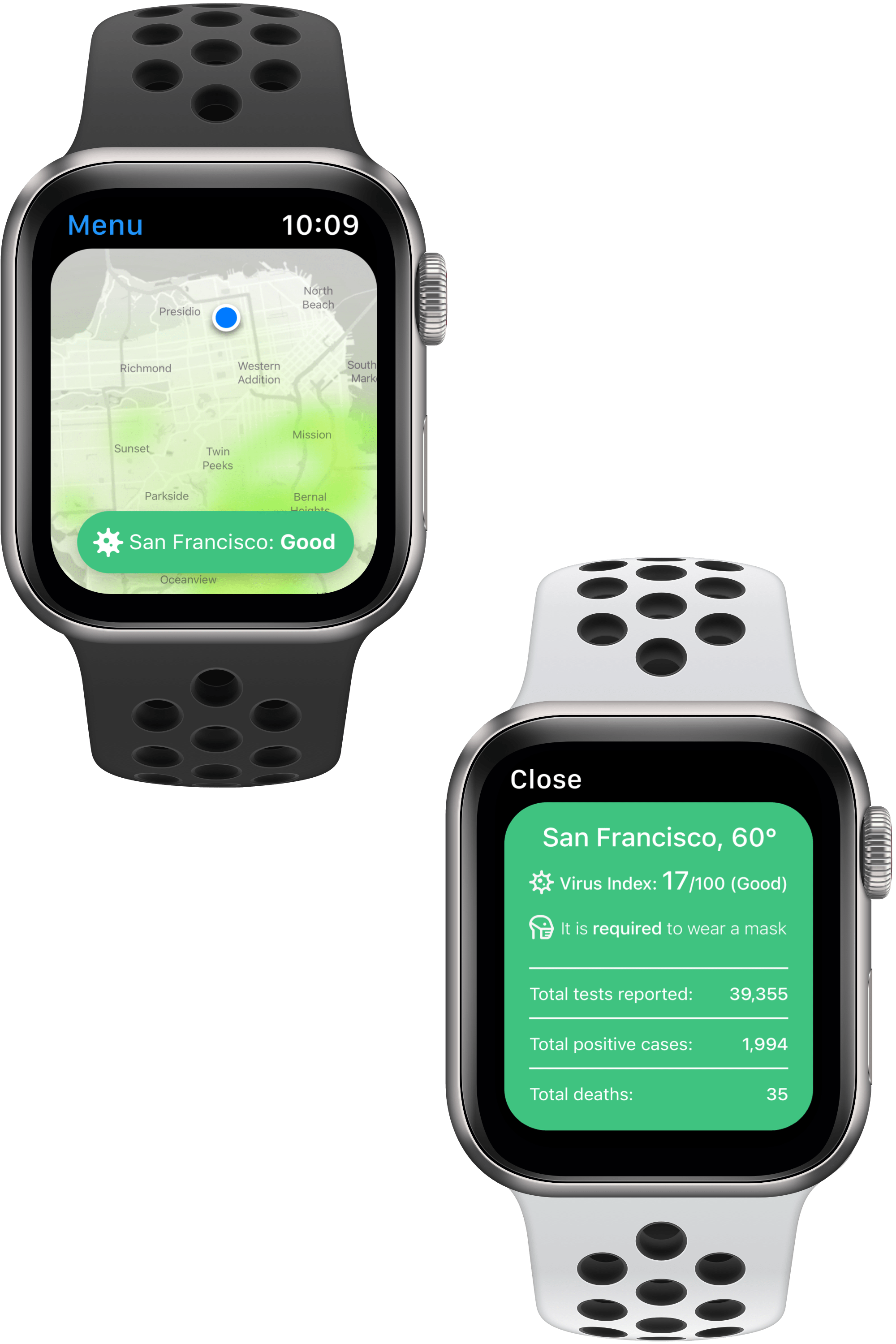 Glanceable local status with drill-down statistics.