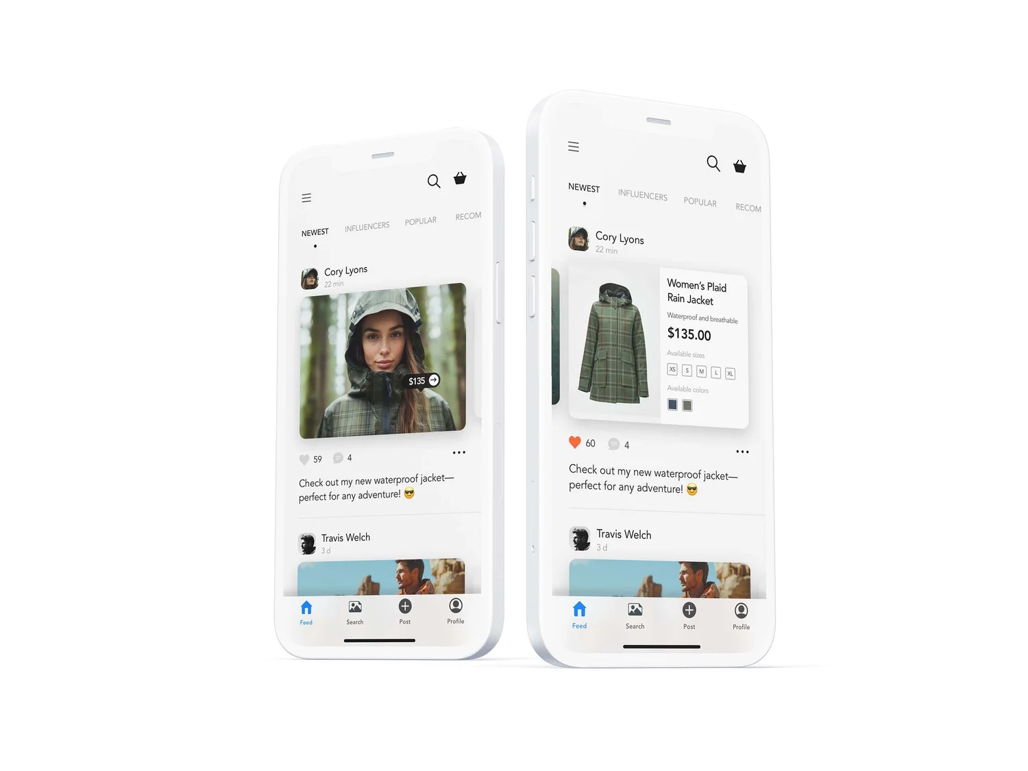 Retailor mobile design — A post in the feed