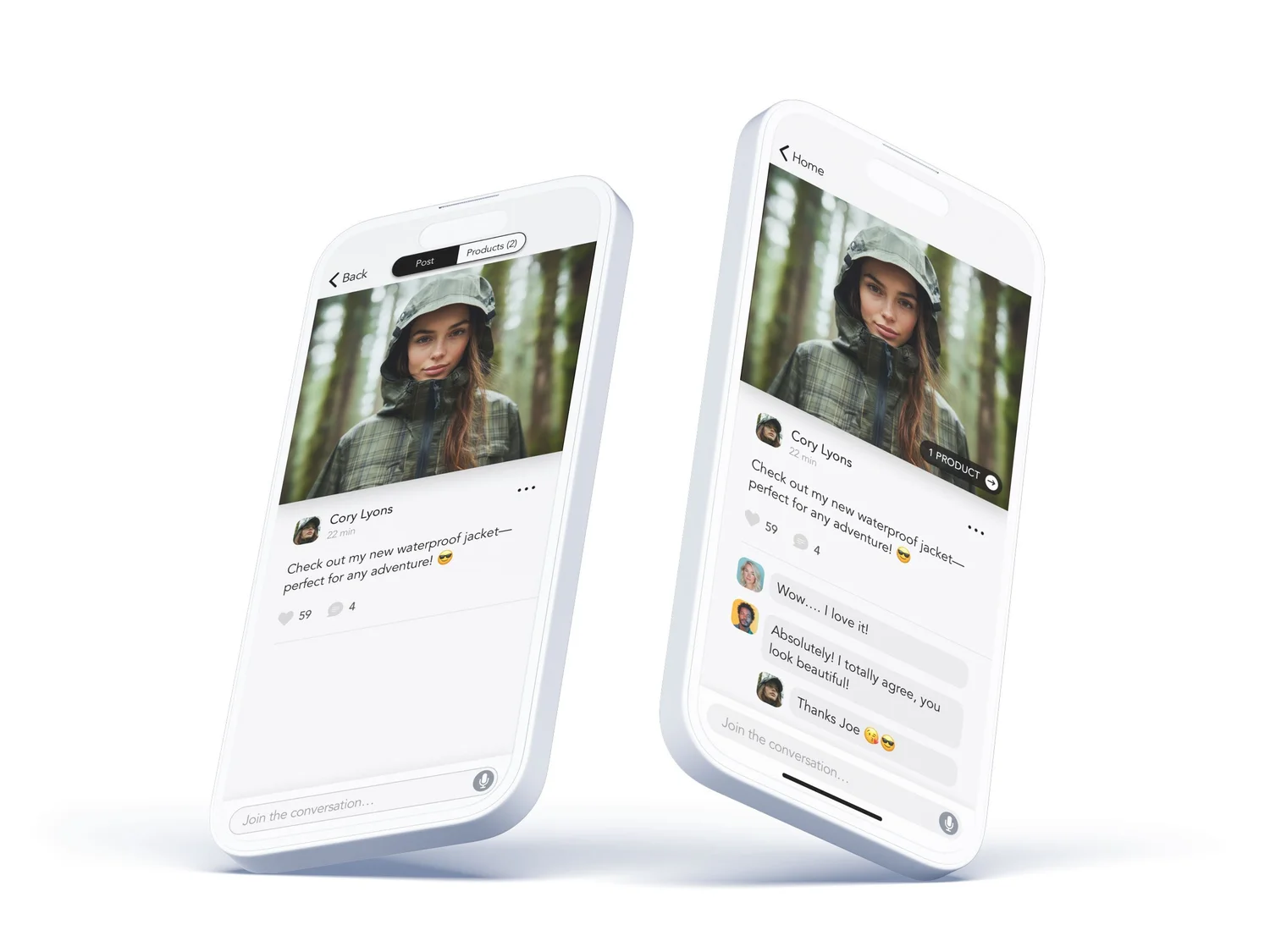 Retailor mobile design — Purchase from a post