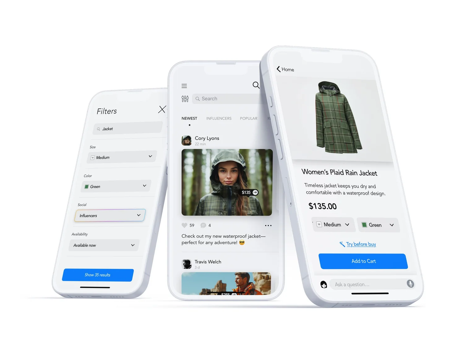 Retailor mobile design — Social filters