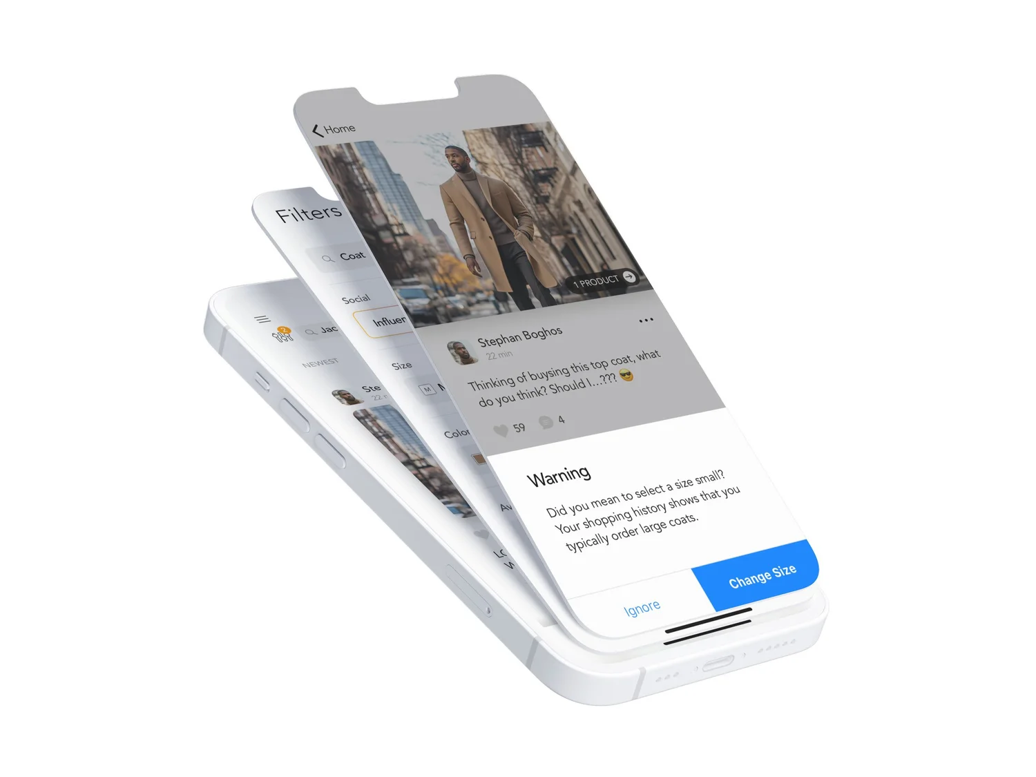 Retailor mobile design — AI size suggestions