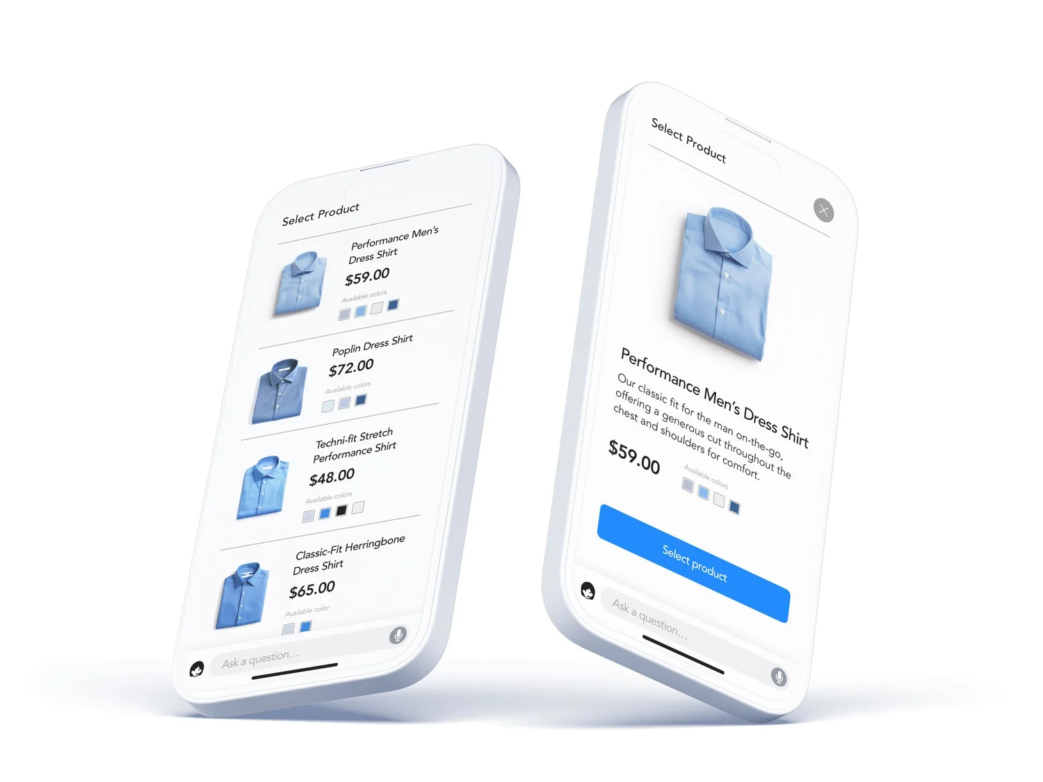 Retailor mobile design — Product selection
