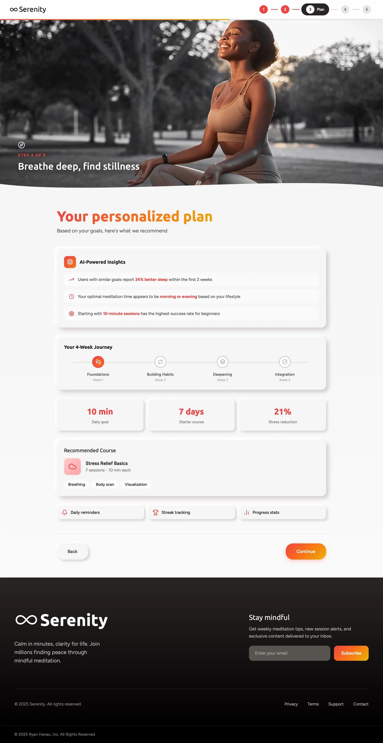 Serenity desktop onboarding, step 3
