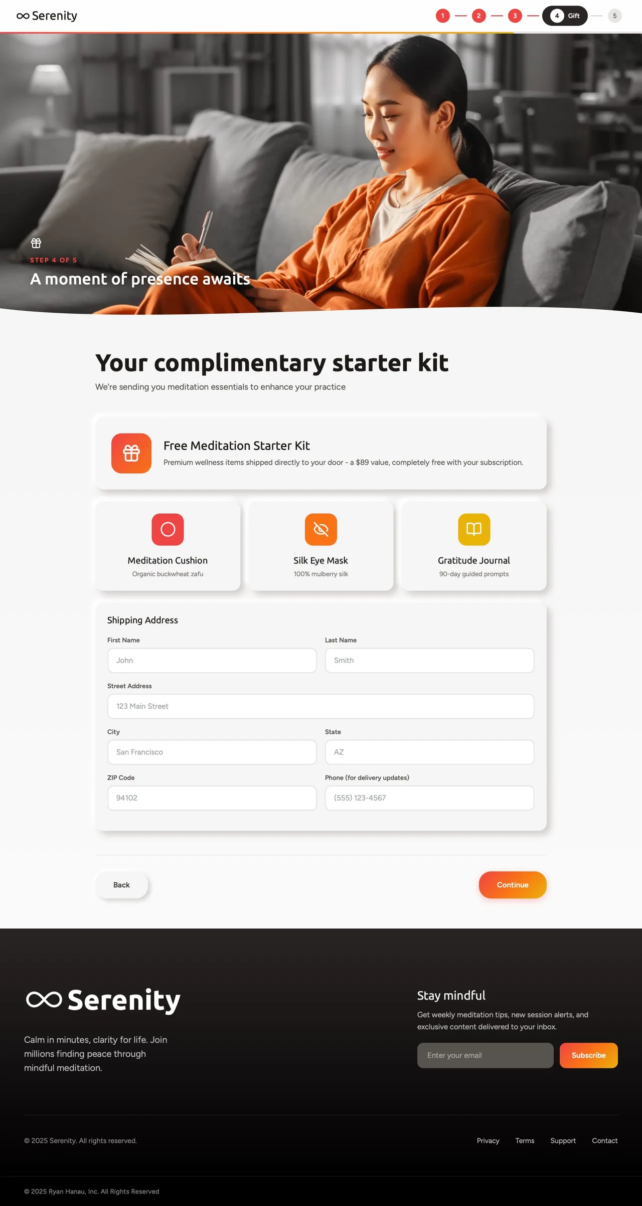 Serenity desktop onboarding, step 4