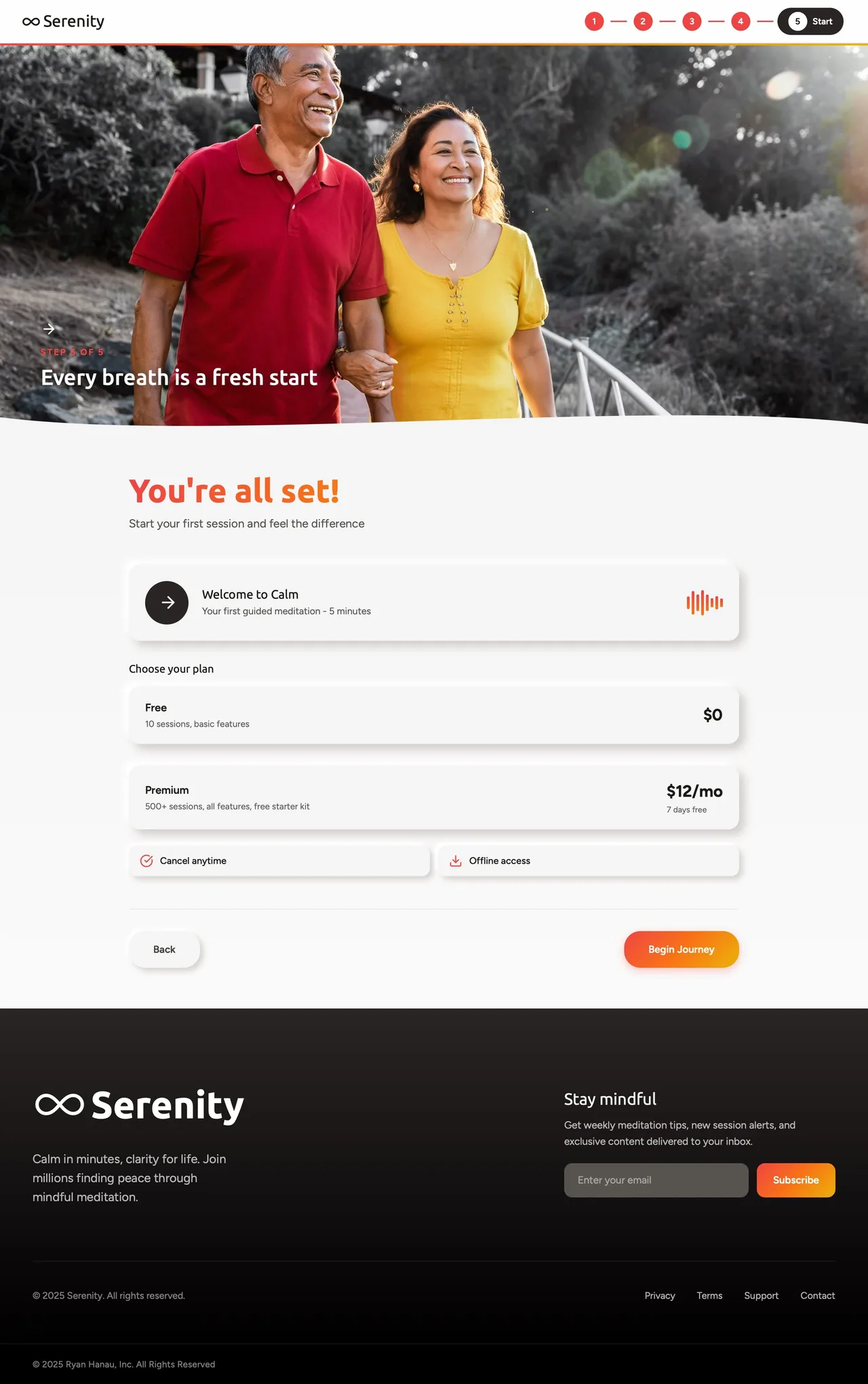 Serenity desktop onboarding, step 5