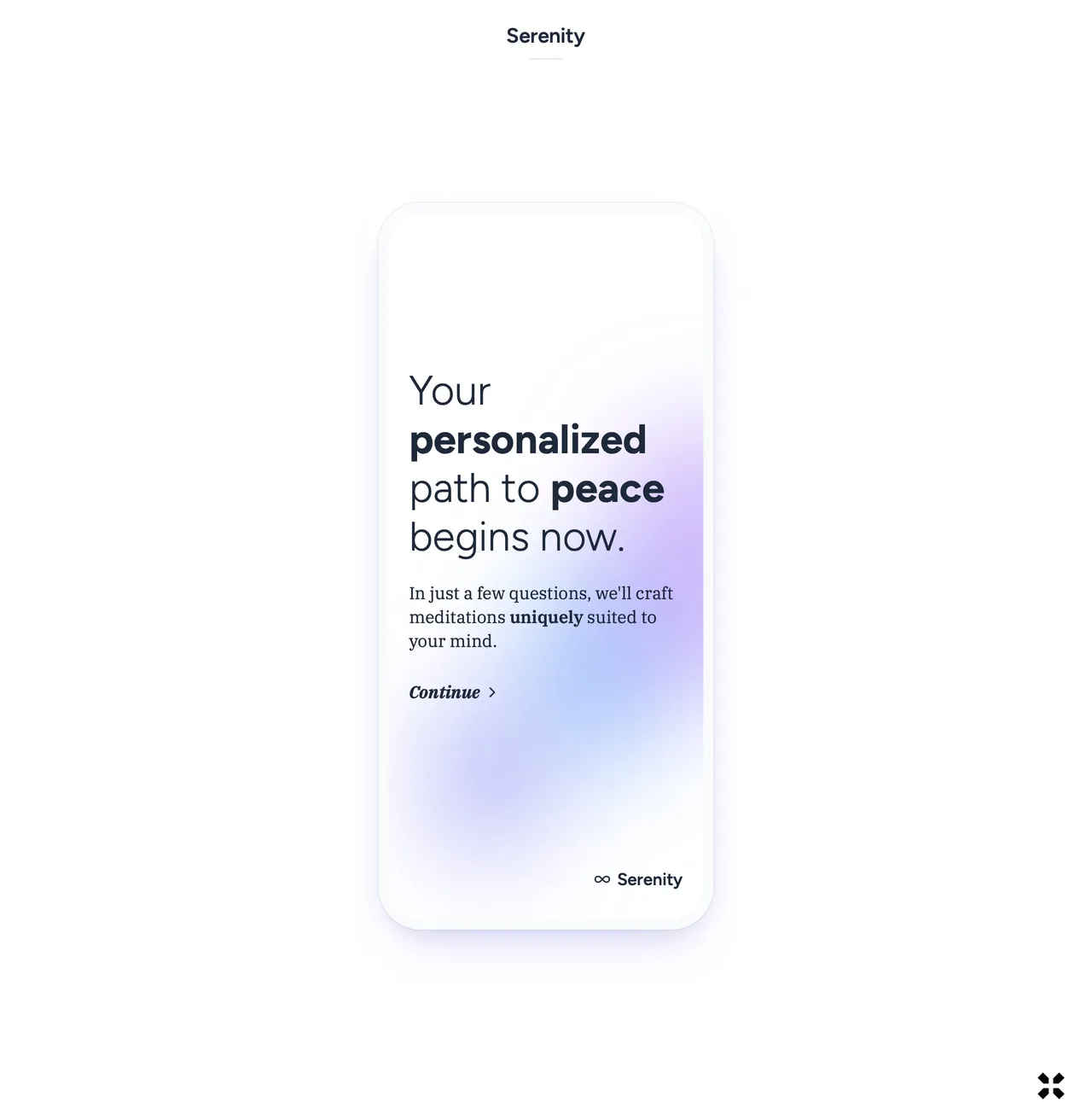 Serenity mobile onboarding screen 2