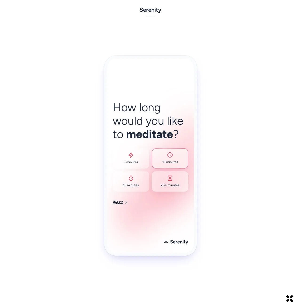 Serenity mobile onboarding screen 5
