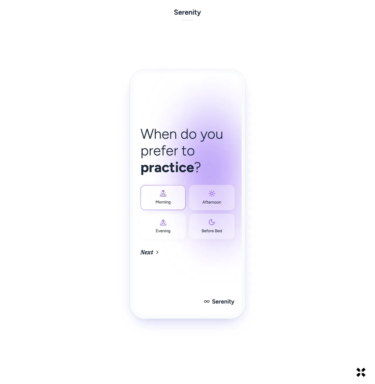 Serenity mobile onboarding screen 6