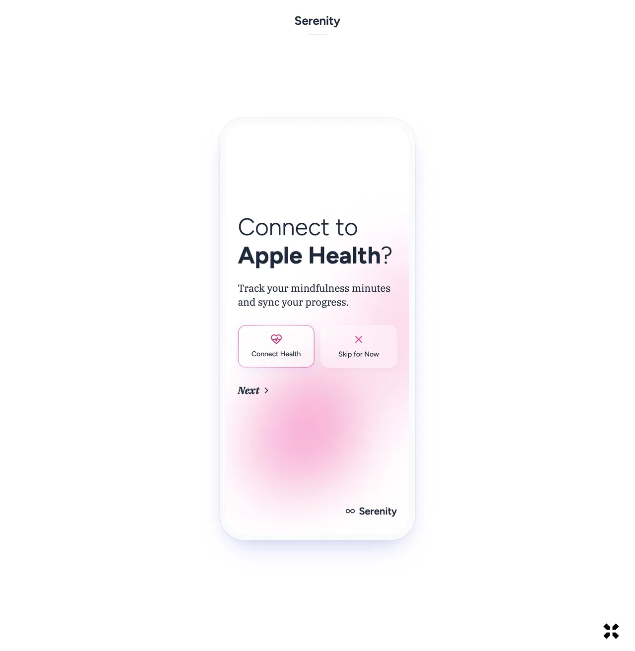 Serenity mobile onboarding screen 7
