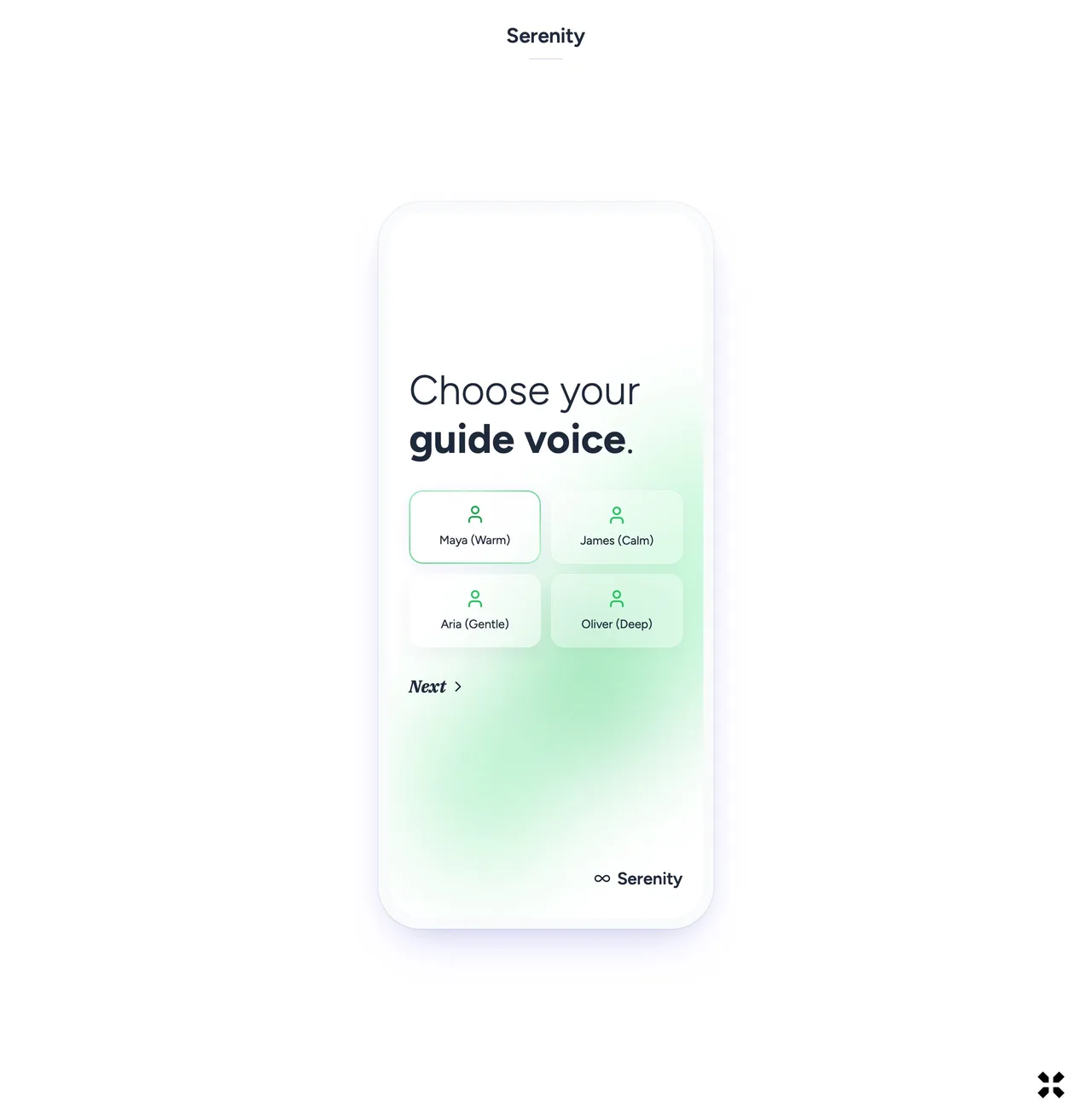 Serenity mobile onboarding screen 9