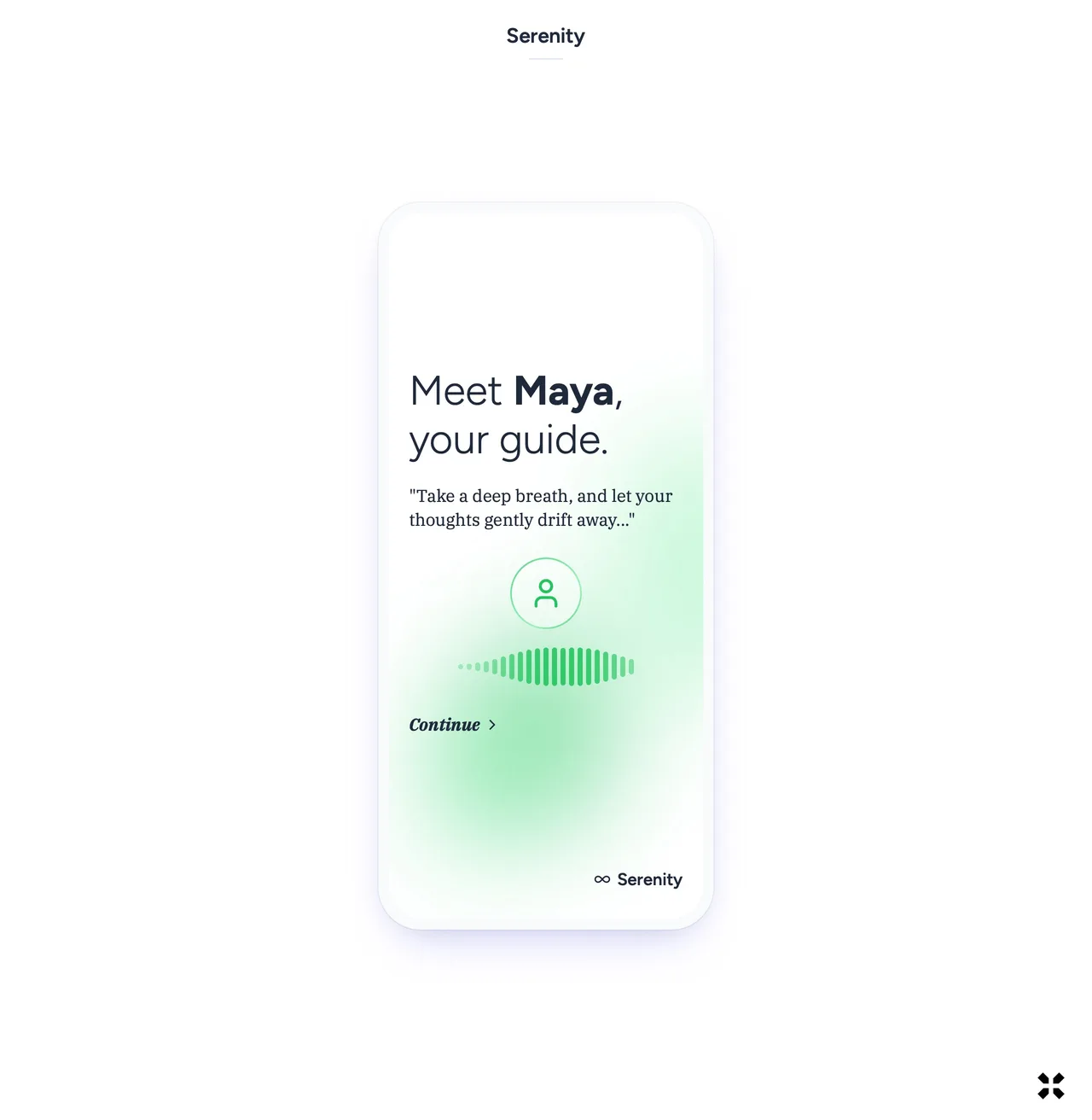 Serenity mobile onboarding screen 10