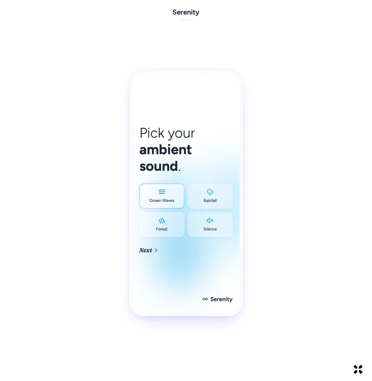 Serenity mobile onboarding screen 11