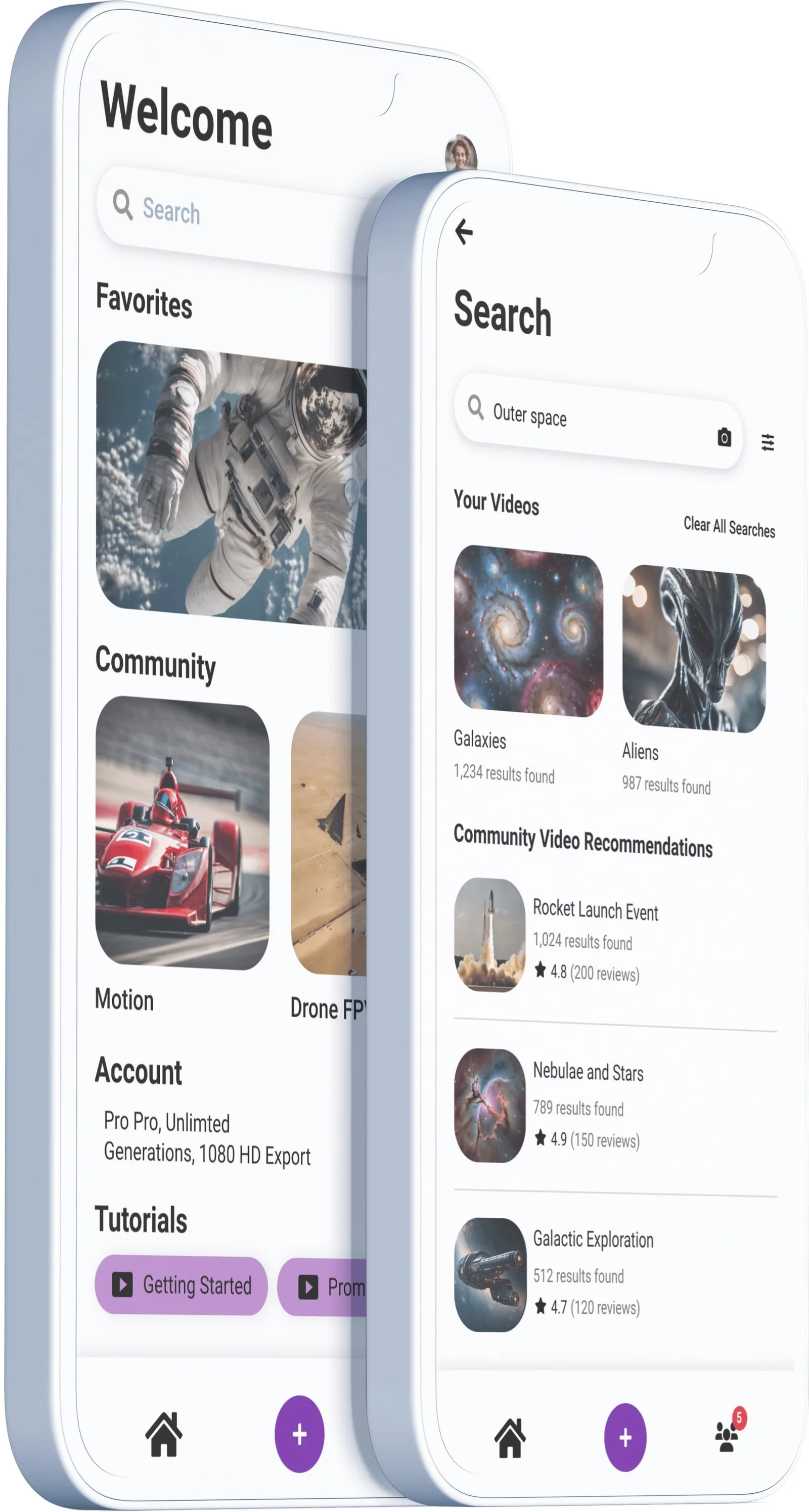 Synergy mobile — home and search, scrolling