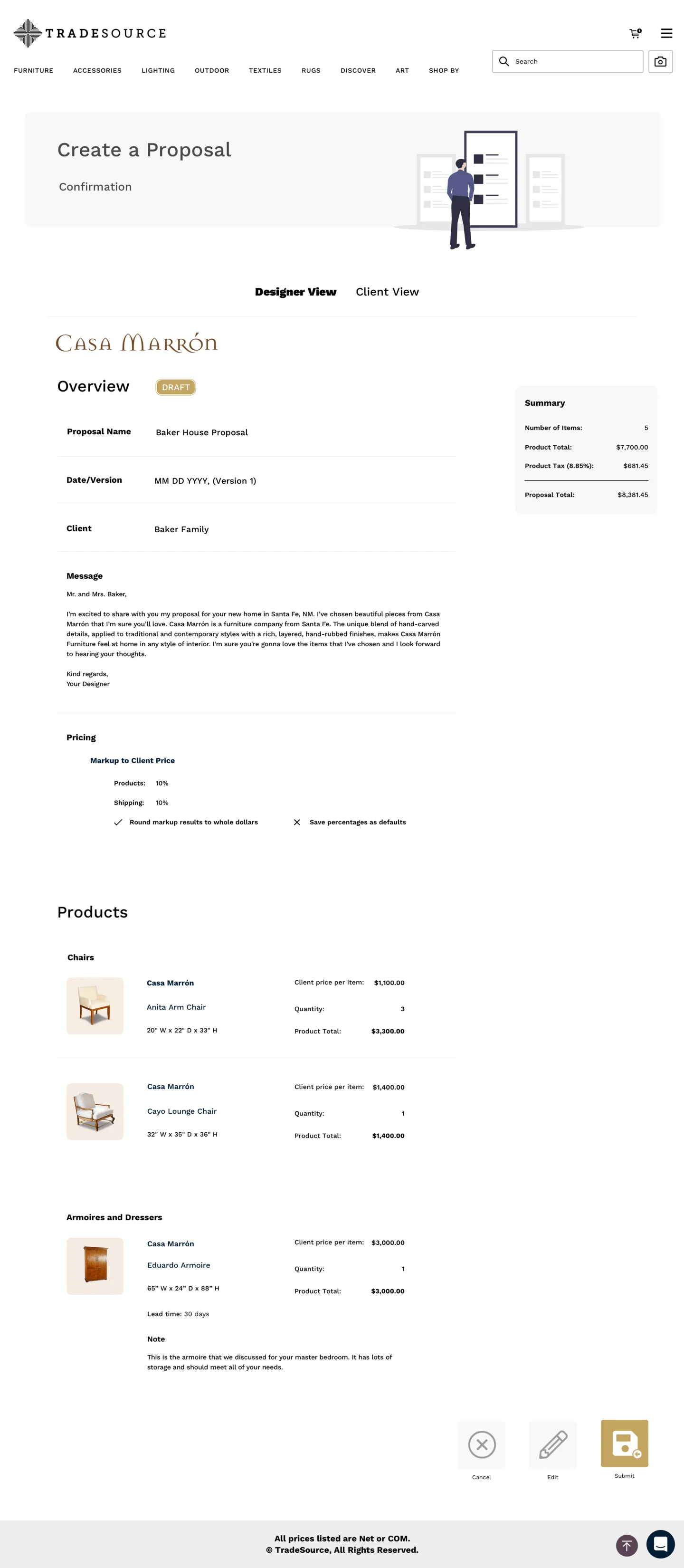 TradeSource desktop — Create proposal — confirm