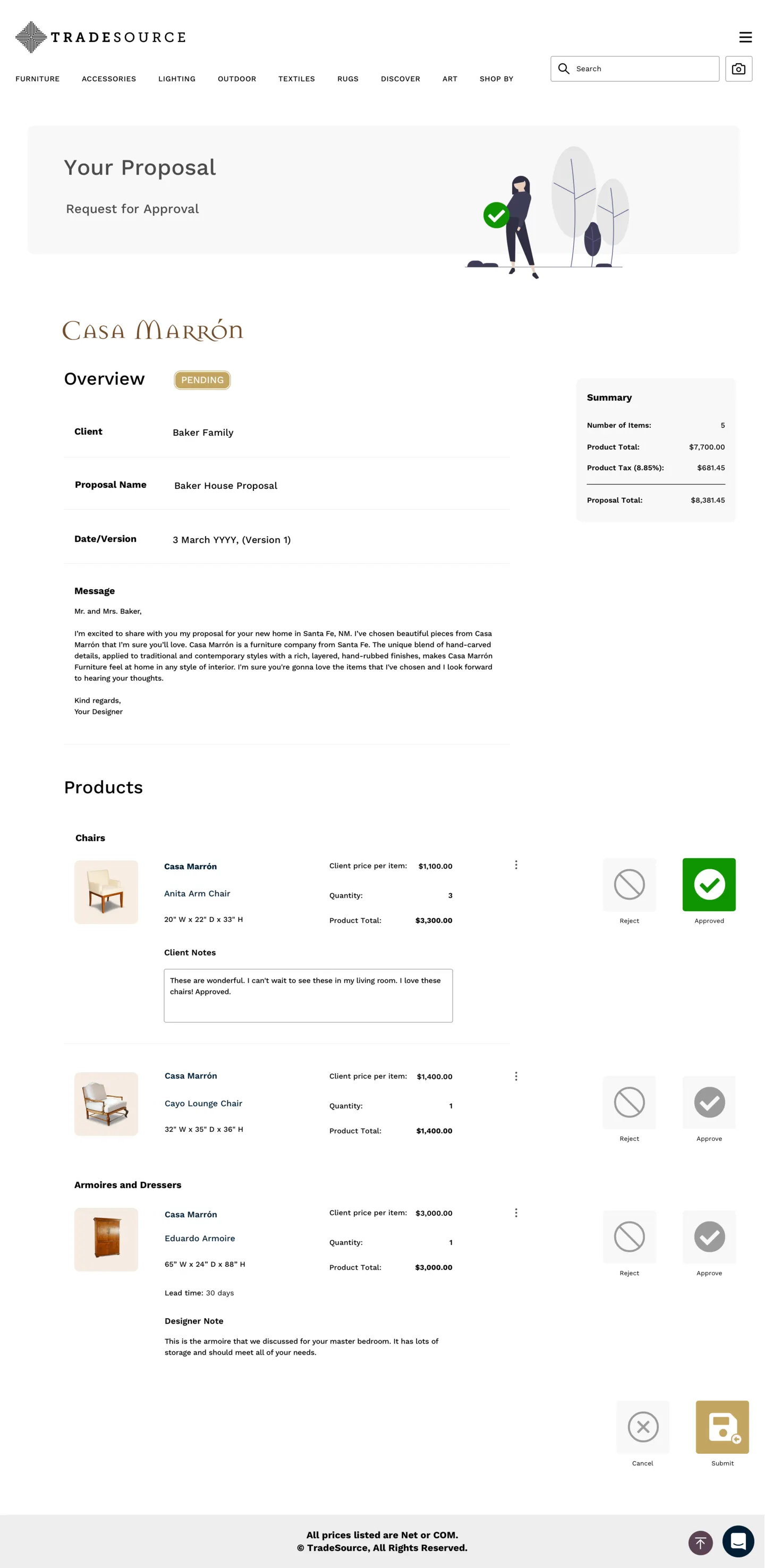 TradeSource desktop — Proposal — client view