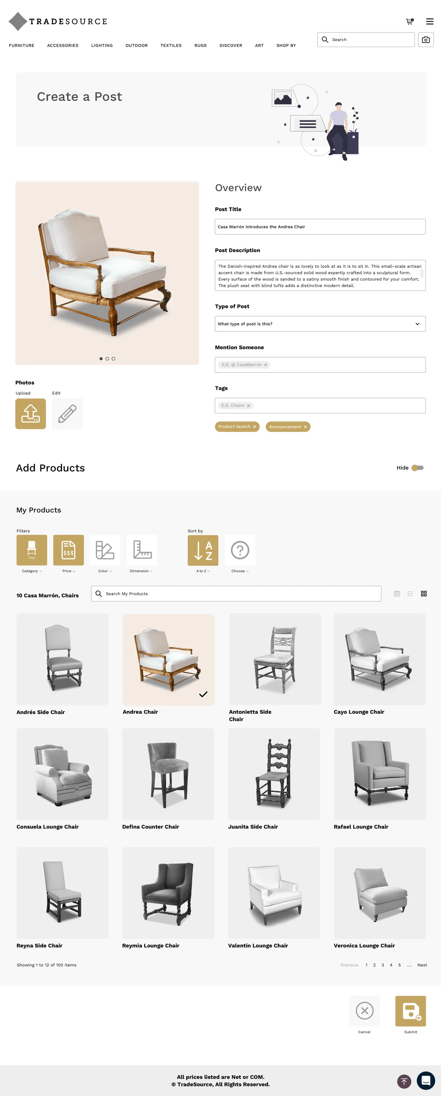 TradeSource desktop — Create a ShopTalk post