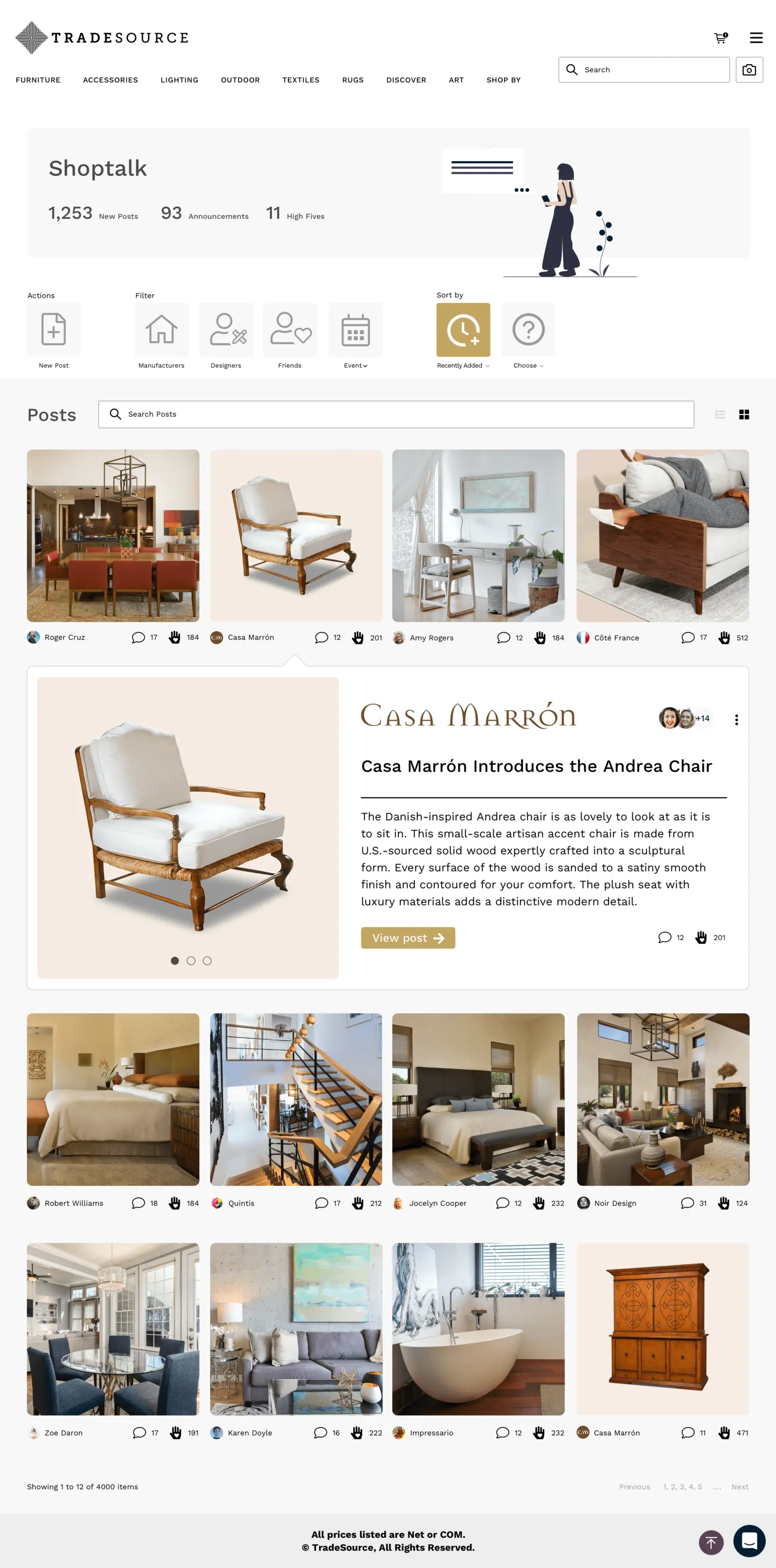 TradeSource desktop — ShopTalk public wall