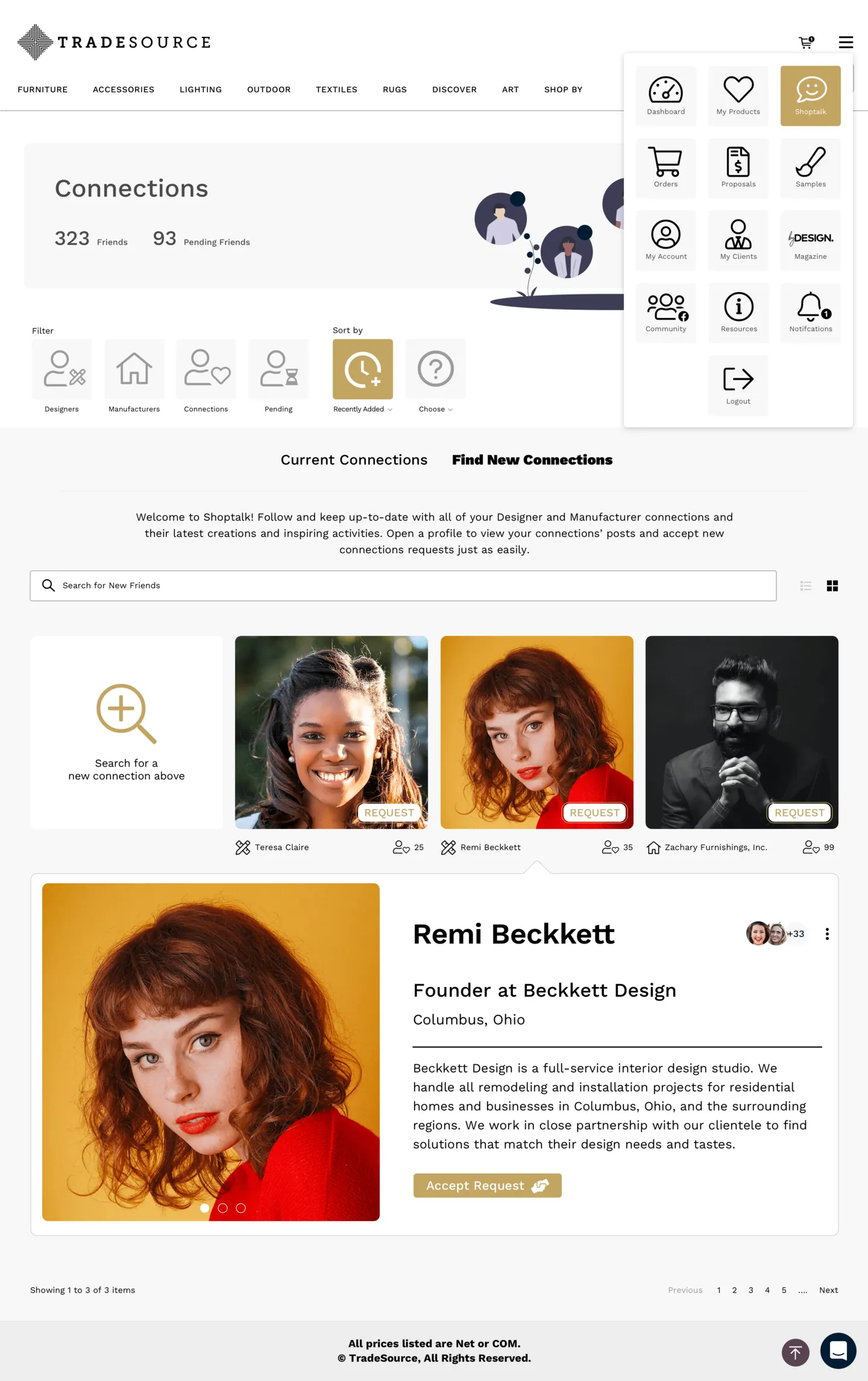 TradeSource desktop — Find connections