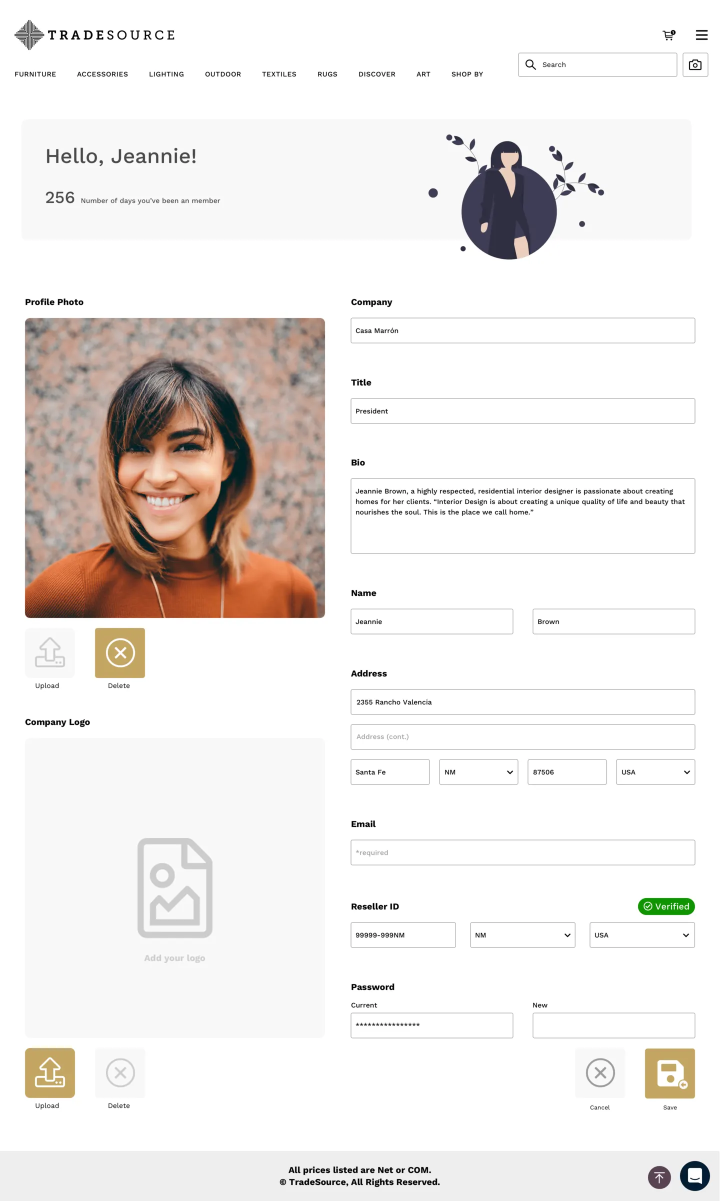 TradeSource desktop — Profile